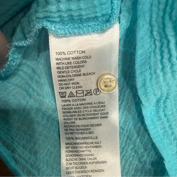 Tommy Bahama Aqua Sleeveless Button-Down Shirt flaw - Picture 4 of 8